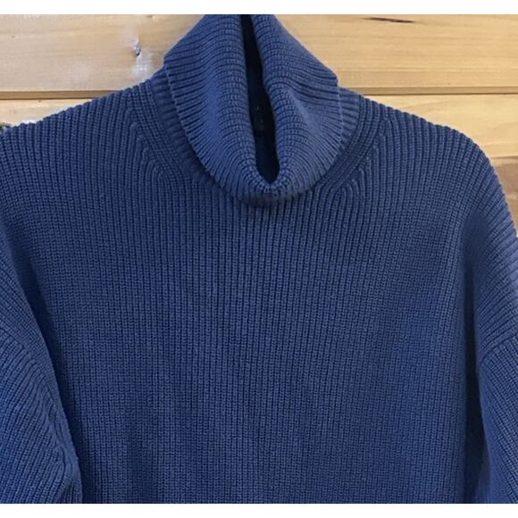 J Crew Women's Turtle Neck Blue Sz XL Relaxed Fit Cotton Cashmere Ski Resort - Picture 5 of 5